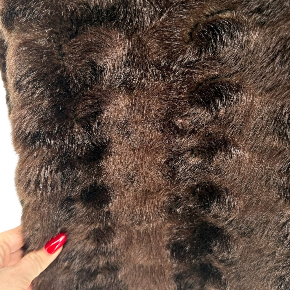 Vintage Dennis Basso Brown Faux Fur Coat Lapel Collar Winter Womens size M‎ - Picture 11 of 16